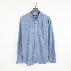 Huckberry Wills Wrinkle-free linen long sleeve shirt Marled blue size XL